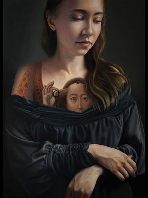 Tattoo painting portrait by Agnieszka Nienartowicz #AgnieszkaNienartowicz #tattoopainting #tattooart #fineart #portraittattoo #paintingtattoo #paintingreproduction