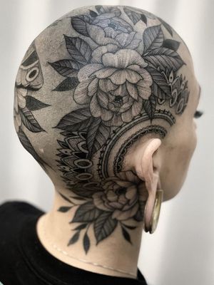 Nature tattoo by Kyle Stacher aka Thief Hands #KyleStacher #ThiefHands #illustrative #linework #nature #organic #fineline #dotwork #flowers #floral #leaves #mandala #pattern