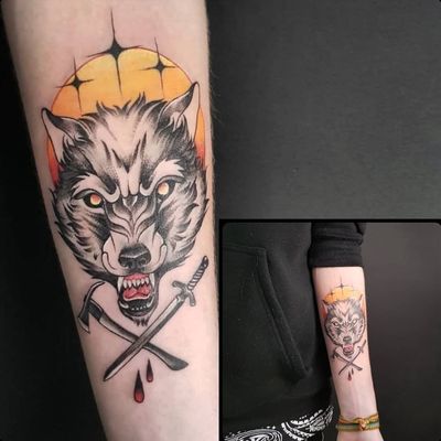 We had a lot of fun making this one. Thanks @ioni_weitzman Inked by the very talented @croco_juice for more info and to schedule appointment please PM us or call 09-7421677 Or just book yourself at https://yoman.co.il/KoiTattoo #wolf #patch #colortattoo #color #art #artistsoninstagram #instagood #inspiration #tattooed #tattoo #koitattooil #axe