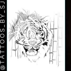 Outline for a watercolor tiger design I'd love to do