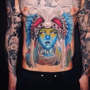 Full colour belly done @Tattoo_Expo_Maastricht  #color #voodoo #indian #Indianwomantattoo #fullcolor #tattooart 