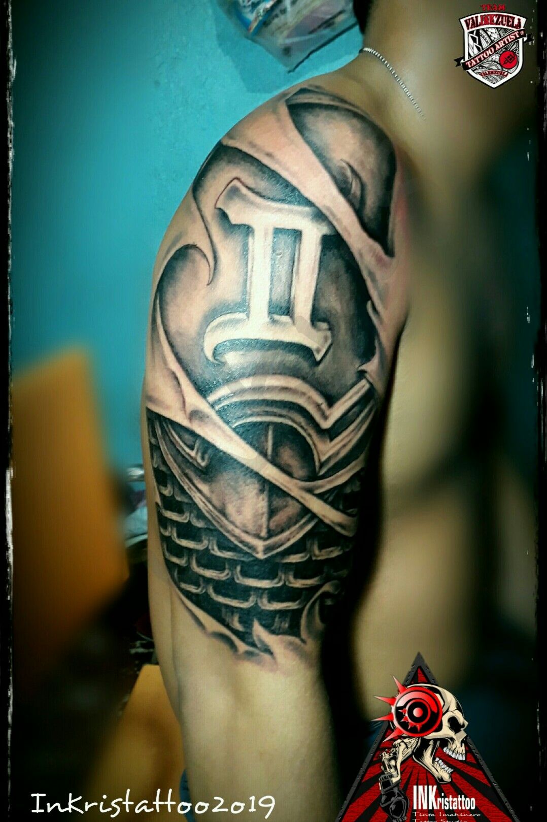 Tattoo uploaded by Kristian Secondez • #geminitattoo #armourtattoo #zodiactattoo #blackandgreytattoo • Tattoodo