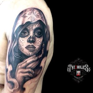 La Bella muerte black and grey #tat2holics #tattoo #tattooart #tattoojobs #tattooaddict #tattooartist #tattoodesign #tattooskulls #tattoolife #tattoostudio #tattooholland #denhaag #tattoomag #tattooguestspot #tattoomagazine #tattoojunkies #tattoodrawings #realism #tattooblackandgrey #tattoocollours #eternal #kwadron #ink #blackandgrey #tattoowork #tattooink #tattooaddicts #tattoolover #tatoeage #tattooportait