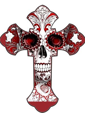 Cross skull red 