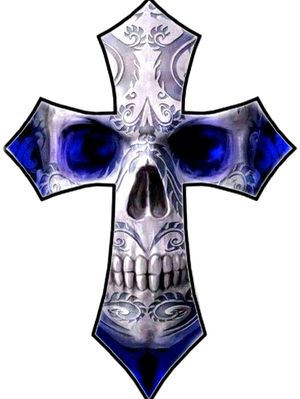 Cross skull blue 
