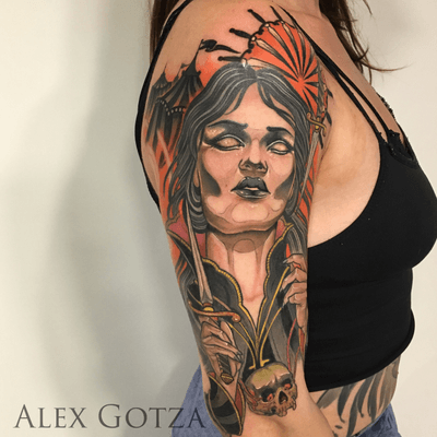 Tattoo by Alex Gotza .Done using: @kwadron @sunskintattoo @balm_tattoo #tattoo #tattoos #inked #tattooart #neotraditional #neotraditionaltattoo #colortattoo #circus 