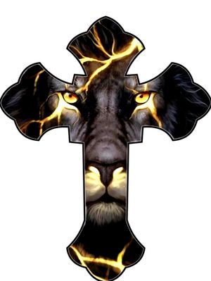Black lion full color cross