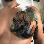 Surrealism tattoo #skull#skulltattoo #blackandgrey 