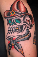 Email chuckdtats@gmail.com for booking info. #cowboy #skull #traditional 