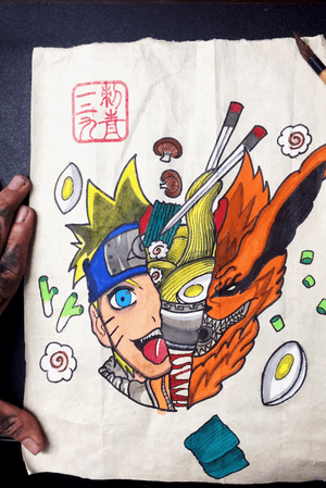 Naruto x Kyubi x Ramen.                                     Original painting for sale and tattoo.       