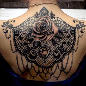 Rose and gem stone lace design.