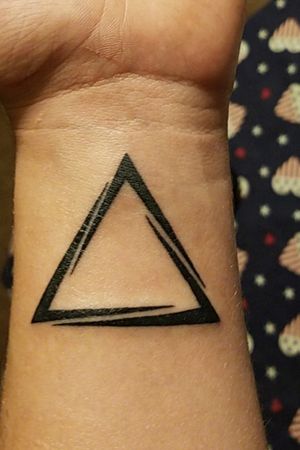 My very first tattoo. Nice simple triangle with a hell of a meaning to me. Birth, growth and death. An infinite loop of these three steps of life, hence the triangle. 