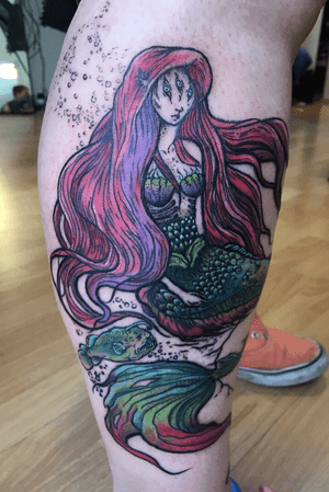 #ariel #TheLittleMermaid #mermaid #mernaidtattoo #siren #anglerfish #fish #underwater #colorful #ColorfulTattoos #psychedelic 