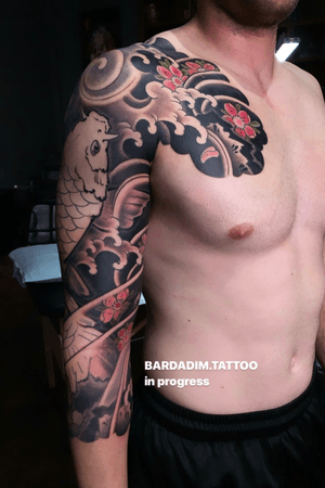 Japanese tattoo NYC. @bardadim.studios #japanesetattoo #japaneseink #inked #japanesesleeve #koitattoo #koisleeve #asiantattoo #irezumi #wabori #traditionaltattoo #irezumicollective #magicmoonneedles #fitnessmotivation #fitness #tattoovideo #nyctattoo #tattoovideos #ttt #wtt #tttism #tattoo #tattooartist #tattooideas #blackandgreytattoo #colortattoo #tattoodo #tat 