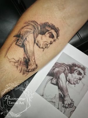 Sketch style portrait of Keith Richards#sketchstyle #sketchtattoo #linework #blackwork #armtattoo #inked #tattoos #portrait #portraittattoo 