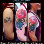 Cover-up with some neotrad Japanese style peony flowers, tattooed by Alysia Roberson at Siren's Cove Tattoo in Piedmont, SC!! #tattoos #tattooed #tattooedwomen #tattooedmen #sc #sctattooartist #sctattooer #sctattooist #sctattoo #sctattooshop #southcarolinatattooartist #tattooartist #andersonsc #clemsonsc #greenvillesc  #coveruptattoo #tattoonightmares #coverup #japanesetattoo #neotrad #flowertattoo #fairytattoo  #peonyflowertattoo #inkedgirl  #peonytattoo #girlytattoo #prettytattoo #inked #inkedup  #alysiarobersontattoo #sirenscovetattoo www.facebook.com/sirenscovetattoo www.facebook.com/Alysia.Roberson.Tattoo.Artist