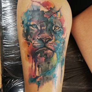 Watercolor style lion head
