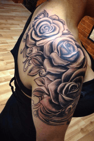 #freehand #rose tattoo for appointment text (419)788-2743