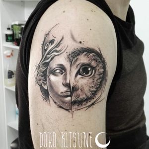 Sketch tattoo Athena Minerva and the owl