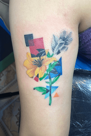 Flower tattoo color job.