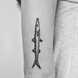 Baby barracuda. #barracuda #tattooed #barracudatattoo #tattoos #babybarracuda #fish #fishtattoo #armtattoo #smalltattoo #tinytattoo #details #delicate #design #blacktattoo #veganink #sea #blackandwhite #dotworkers #dotwork #tiny #zagreb #tetovaze #noego #croatia #vegan #floraandfauna #🐟 #black