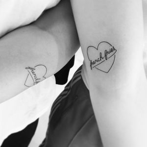 "French fries" couple tattoo (September '17) ▪ #тату #парная #trigram #tattoo #couple #inkedsense #tattooist #кольщик 