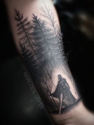Forest Tattoo with Darth Vader - Cover-Up tattoo#forest #tattoo #coverup #darthvader #darthvadertattoo #starwars #marloeslupker
