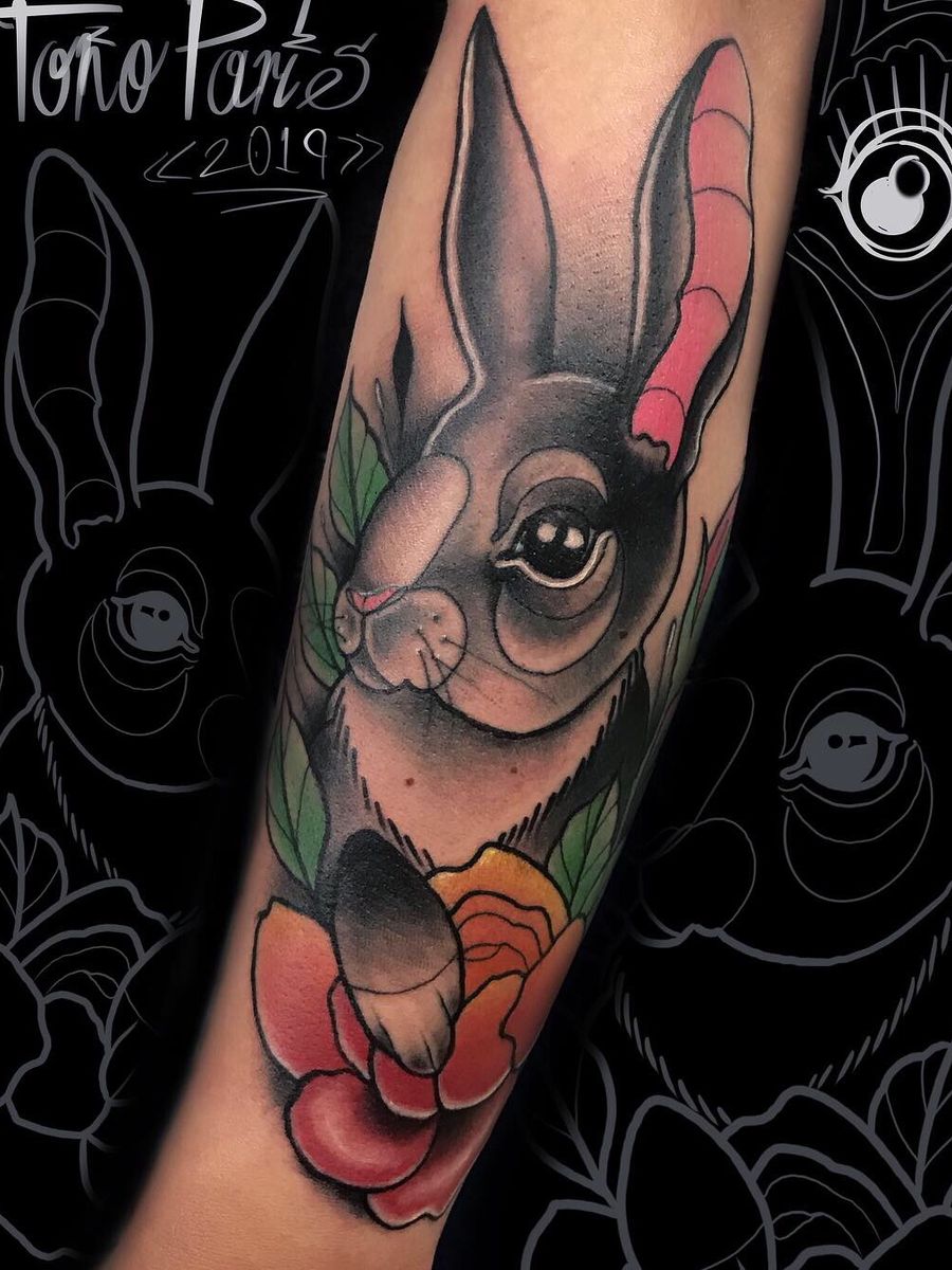 Tattoo uploaded by Toño Paris • Tatuaje del día de ayer! Un conejo de la  suerte ?? espero les guste!!!! Feliz inicio de semana para todos!! Citas  al WhatsApp +573114674508 ??✨? @bink_bang_club #