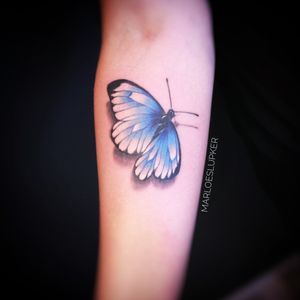 Blue butterfly#butterfly #butterflytattoo #spring #cutetattoos #marloeslupker #armtattoo #witje #bluebutterfly 
