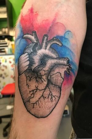 Anotomical heart with watercolour as client wanted :) 