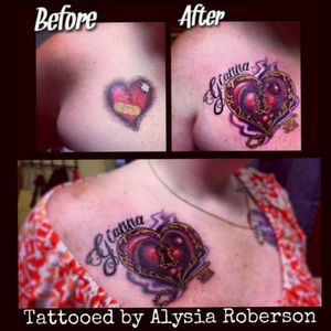 Covered up old heart tattoo with a heart lock and key with her daughter's name tattooed by Alysia Roberson at Siren's Cove Tattoo in Piedmont, SC!! #tattoos #tattooartist #sctattooshop #tattooer #femaletattooartist #alysiarobersontattoo #tattooedwomen #tattooedwoman #tattooedman #tattooedmen #girlswhotattoo #hearttattoo #keytattoo #Momtattoo #inkedfemales #tattoonightmare #heartlocktattoo #chesttattoo #heart #tattoosforwomen #sc #sctattooartist #greenvillesc #andersonsc #clemsonsc #inkmaster #bestink #coveruptattoo #tattoonightmares #coveruptattooing #inkedgirl #ink #inked #inkedup #inkedfemales #inkedgirls #nametattoo #skeletonkey #sctattooer #sctattooist www.facebook.com/Alysia.Roberson.Tattoo.Artist www.facebook.com/sirenscovetattoo 