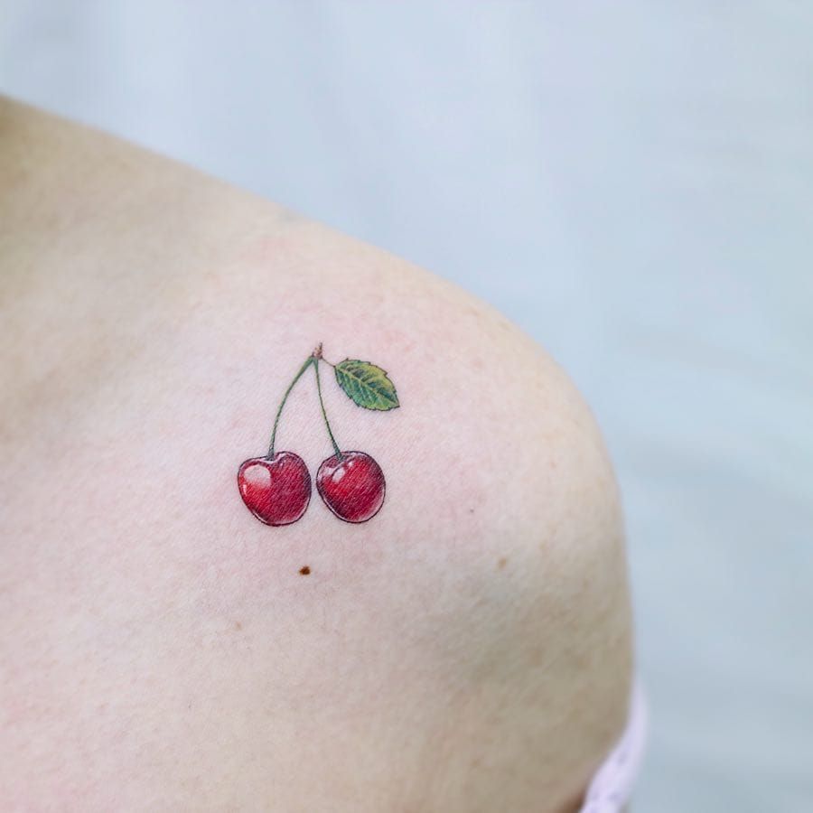 Tattoo Style Sticker Of Cherries Stock Illustration  Download Image Now   Cherry Sticker Tattoo  iStock