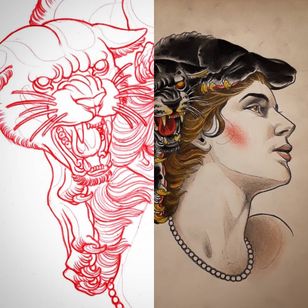Arte del tatuaje de Bjorn Liebner #BjornLiebner #tattooartist #neotraditional #illustrative #darkart #antik #vintage