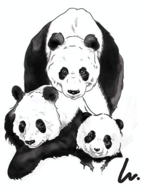 Diseño para pantorrilla, panda family.