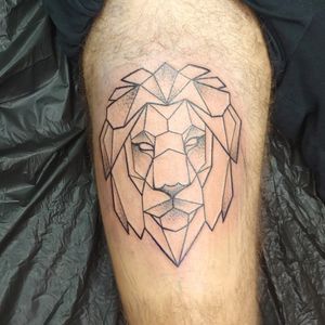 Lion, Outline, Upper Leg, Dotwork, Geometric 