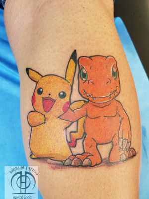 Pokemon,Pikachu,tatuaje a color,color tattoo,anime,