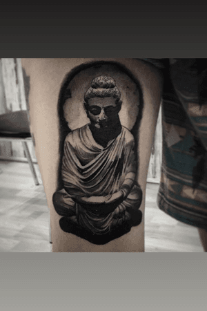 Buddah tattoo done by Leo #blackandgrey #blackandgreytattoo #Black #blackwork #cambodiatattoo #phnompenhtattoo