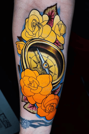 Pocket watch and begonias #colorrealism #realism #color #watch #flower 