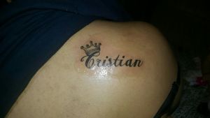 Cristian with a crown✒ #nametattoo #Black #ink #cristian