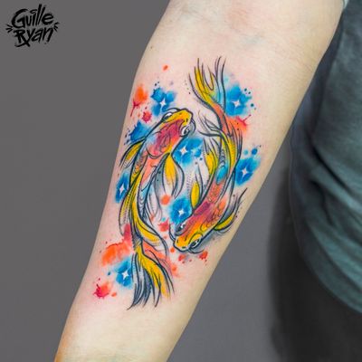  Fish tattoo by @guilleryan.arttattoo guilleryanarttattoo@gmail.com #fish #bettafish #koi #watercolor