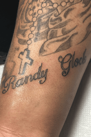 Randy glock lettering  small tattoo 