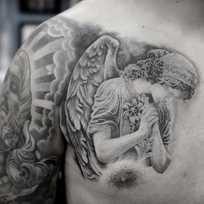 Angel Statue #realistictattoos #tattoorealismo #statuetattoos 
