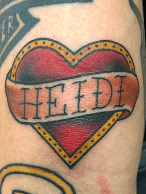 I love smaller tattoos like this. They are so much fun. #heart #hearttattoo #traditional #traditionaltattoo 