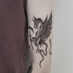 Dragon tattoo by Josef Batar #JosefBatar #dragontattoos #dragontattoo #dragon #mythicalcreature #myth #legend #magic #fable