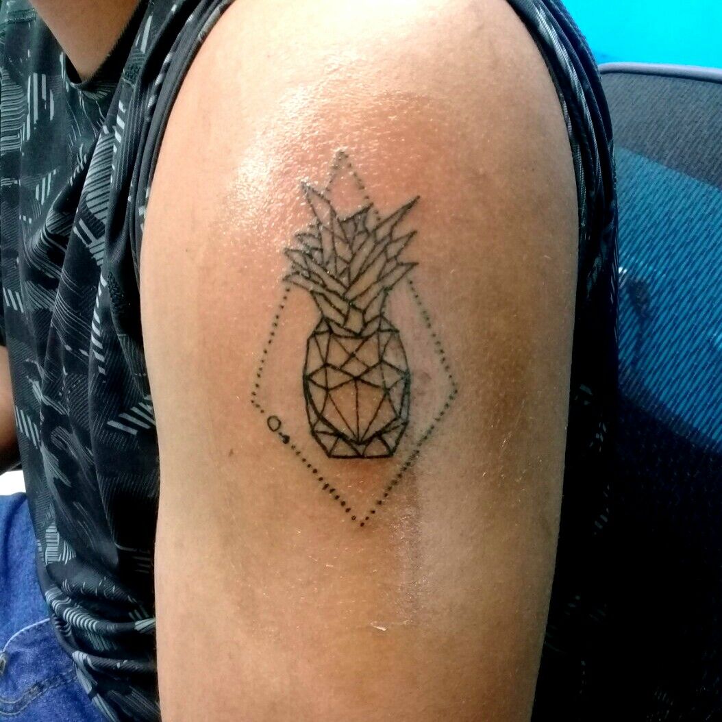 Handpoked pineapple tattoo by Nadia Rose  Tattoogridnet