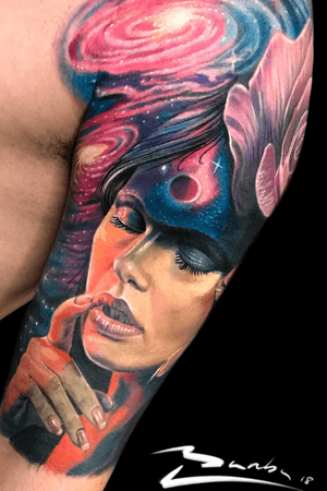 Tattoo uploaded by Master Barba Tattoo • Half sleeve creative galaxy  portrait done in 3 session • Tattoodo