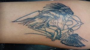 lines and geometrical angel tattoo