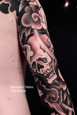 Japanese tattoo Brooklyn. Japanese sleeve. Skull Japanese tattoo. 