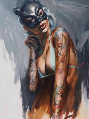Tattoo painting by Chris Guest #ChrisGuest #painting #tattoopainting #tattooidea #tattoomodel #oilpaint #tattooart