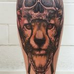 Dark Art, Geometric Cheetah skull Realistic Illustration Tattoo